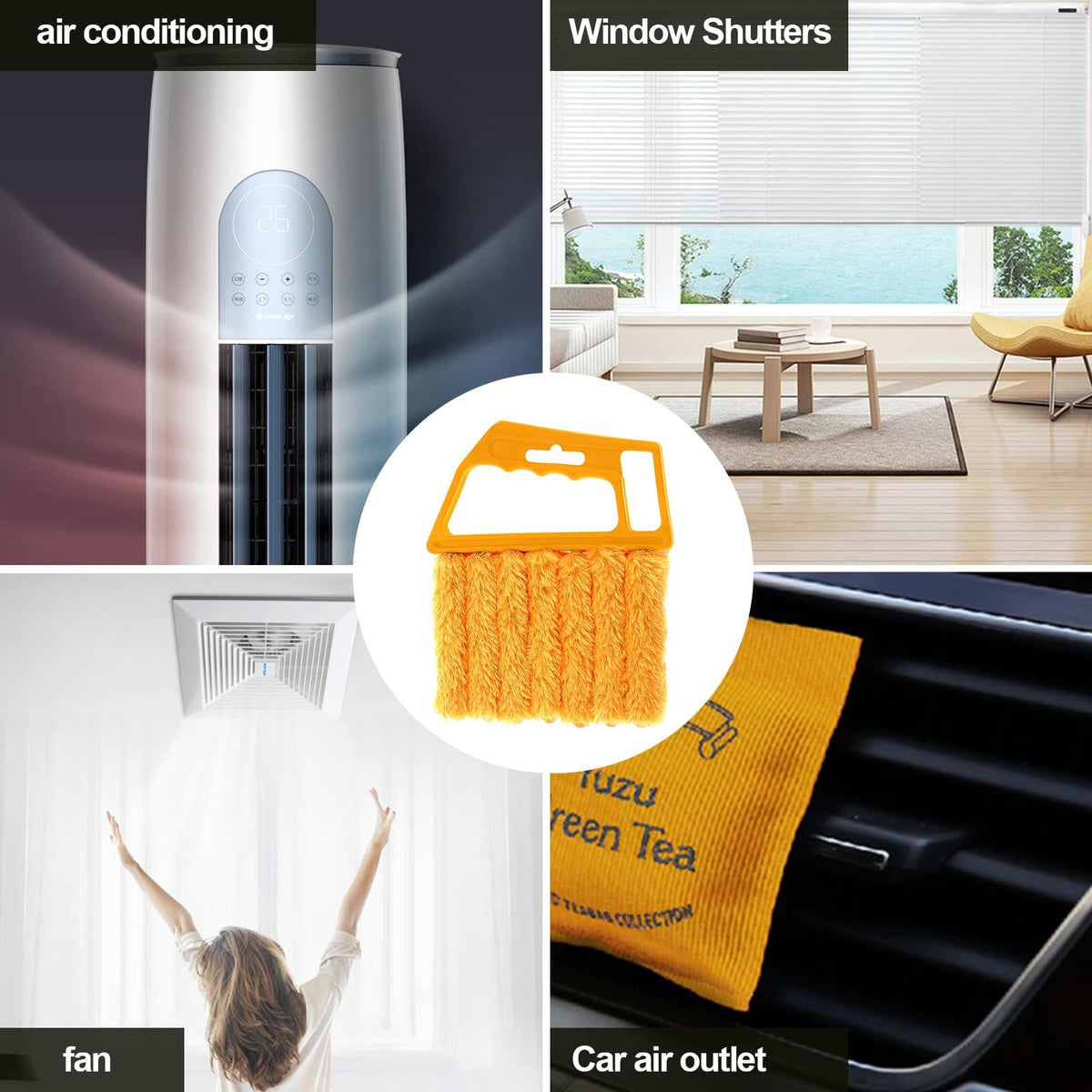 2 Pcs Blind Cleaner Duster Tool 7-Finger Dusting Cleaner Tool for Window & Air Conditioner Handheld Mini Duster Brush