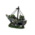 Resin Fishing Boat Aquarium Ornament Plastic Decoration Sunken Pirate Ship Theme Old Pirate Ship Sunken Treasure Boat Aquarium
