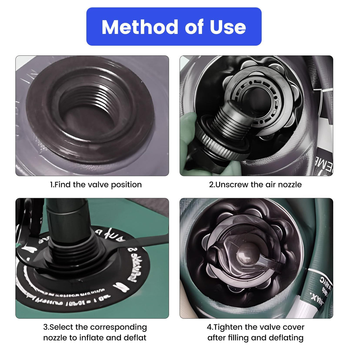 Inflatable Boat Air Valve,2PCS Inflatable Boat Replacement Caps Boat Spiral Air Plugs 0ne-Way Inflation Replacement (22mm)