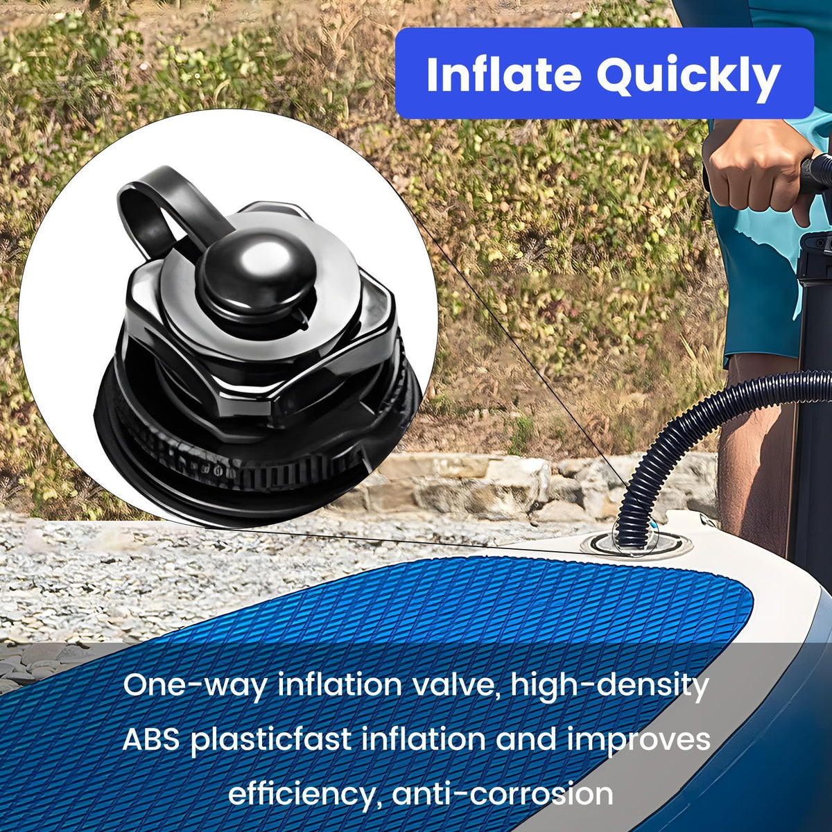 Inflatable Boat Air Valve,2PCS Inflatable Boat Replacement Caps Boat Spiral Air Plugs 0ne-Way Inflation Replacement (22mm)