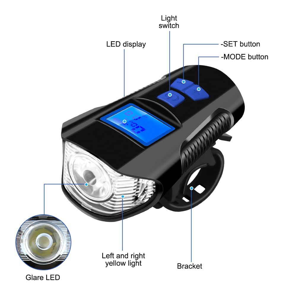 Bike Headlight, USB Rechargeable Bike Light, Waterproof Bicycle Headlight Lights Front and Back Mountain Bike Lights