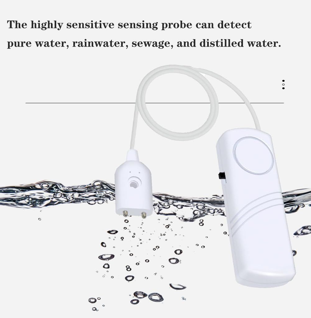 Water Leakage Detection Alarm and Sensor，Water Level Alarm Siren Alarm Sound for Kitchen Basement Water Heater Aquarium