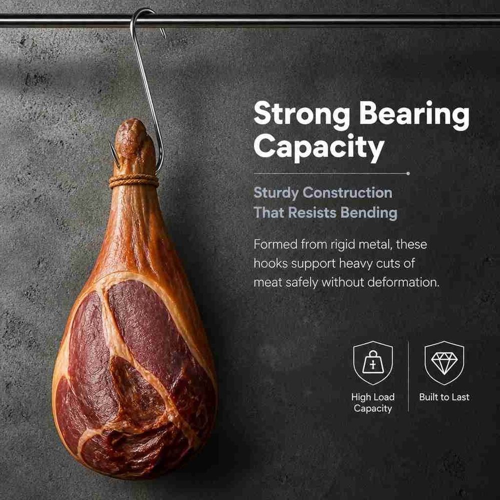 20 Pcs Meat Hooks, 5.1 Stainless Steel Butcher Hooks, Meat Processing Hooks for Hanging Bacon, Sausage, Beef, Hunting Smoking Ribs, Drying, Grillling BBQ For Kitchen, Market