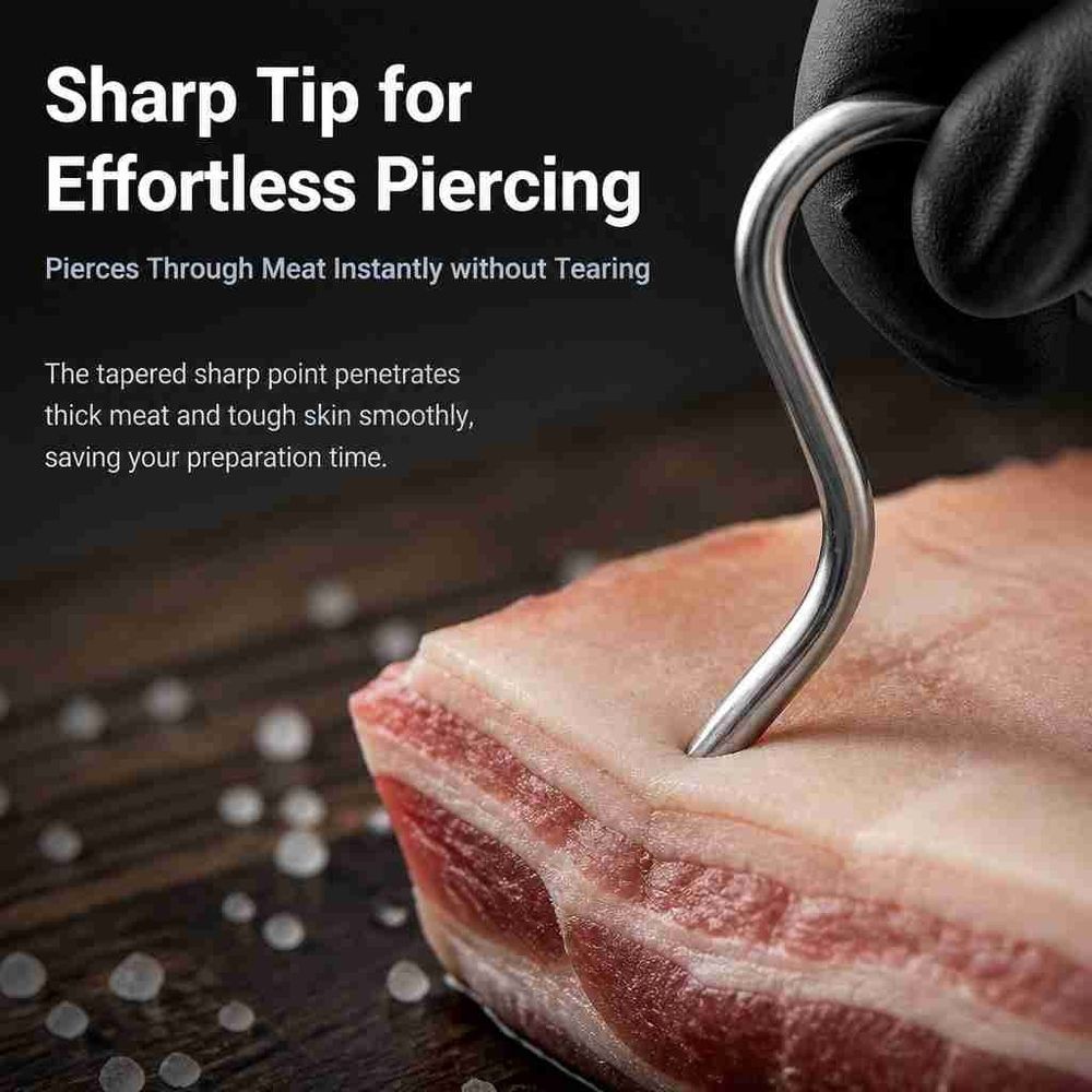 20 Pcs Meat Hooks, 5.1 Stainless Steel Butcher Hooks, Meat Processing Hooks for Hanging Bacon, Sausage, Beef, Hunting Smoking Ribs, Drying, Grillling BBQ For Kitchen, Market