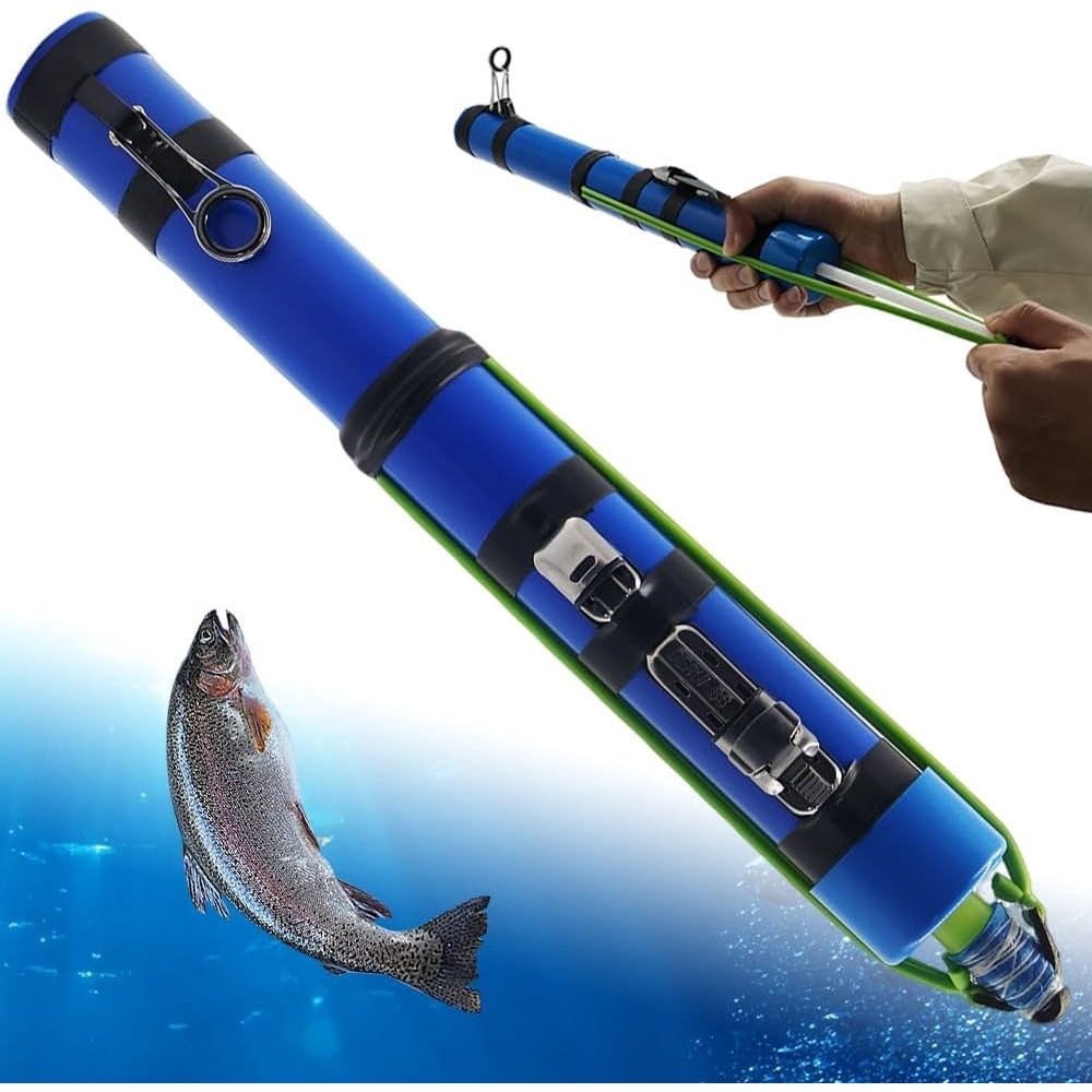 Fishing Catapult Rod, 15.2 In Compact Telescopic Fishing Rod with Reel, Portable Lure Launcher Tool for Saltwater and Freshwater