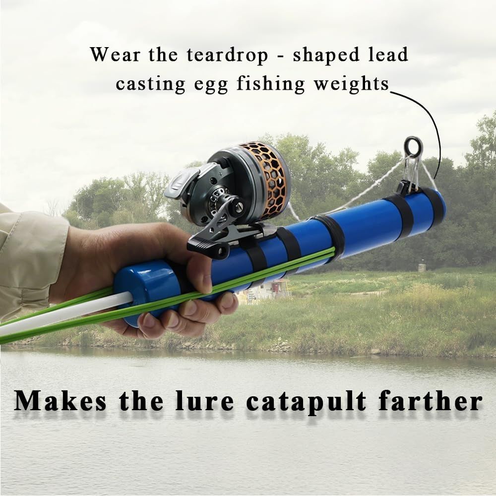 Fishing Catapult Rod, 15.2 In Compact Telescopic Fishing Rod with Reel, Portable Lure Launcher Tool for Saltwater and Freshwater