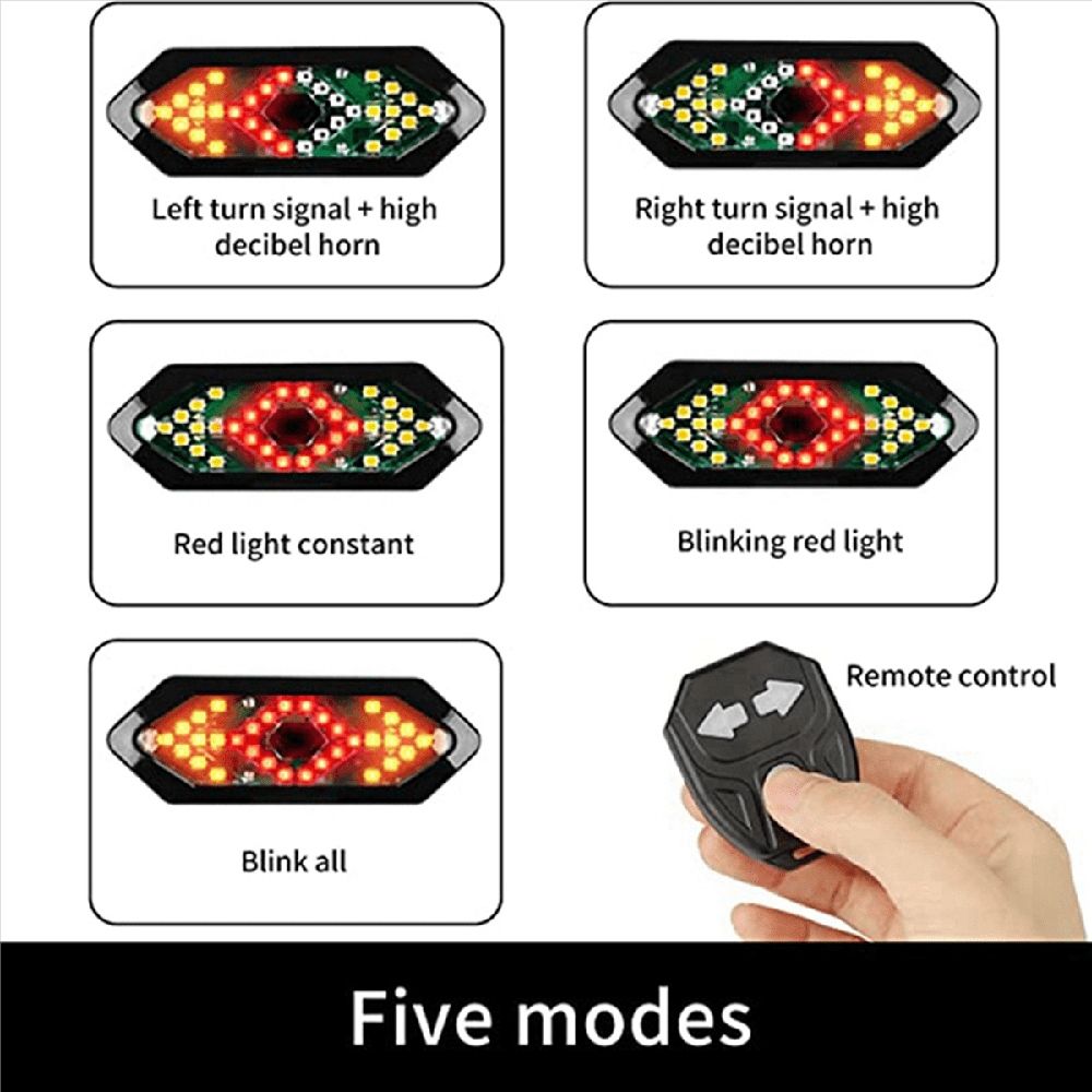 2X Electric Scooter Turn Signal, Remote Control Bike Blinker/Tail Light,Adjustable Directional Turn Signal Rechargeable