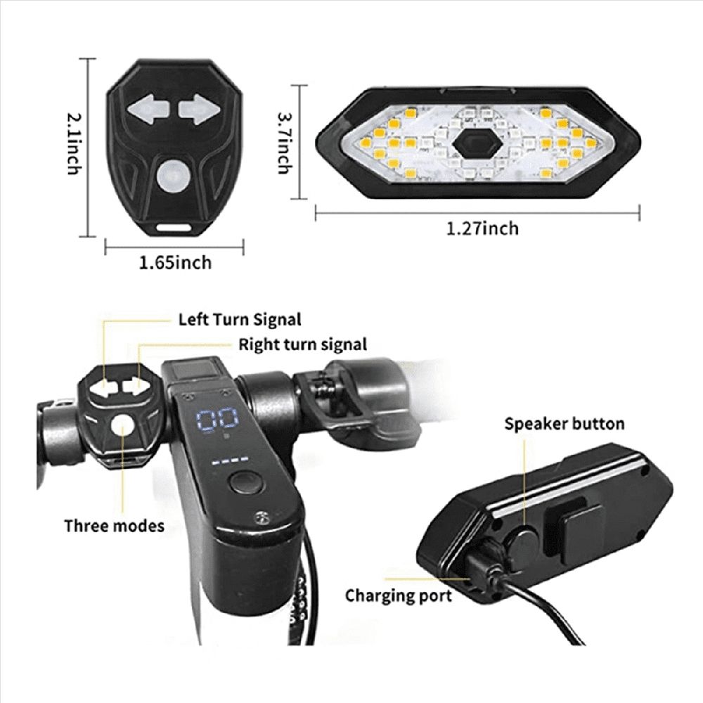 2X Electric Scooter Turn Signal, Remote Control Bike Blinker/Tail Light,Adjustable Directional Turn Signal Rechargeable