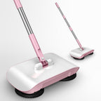 Manual Floor Sweeper | 3-in-1 Dry Sweep & Wet Mop | 12.99x6.41 Inch | Stainless Steel Handle | Includes 3 Microfiber Cloths | For Hard Floors - Wood, Tile, Vinyl (Not for Carpets)