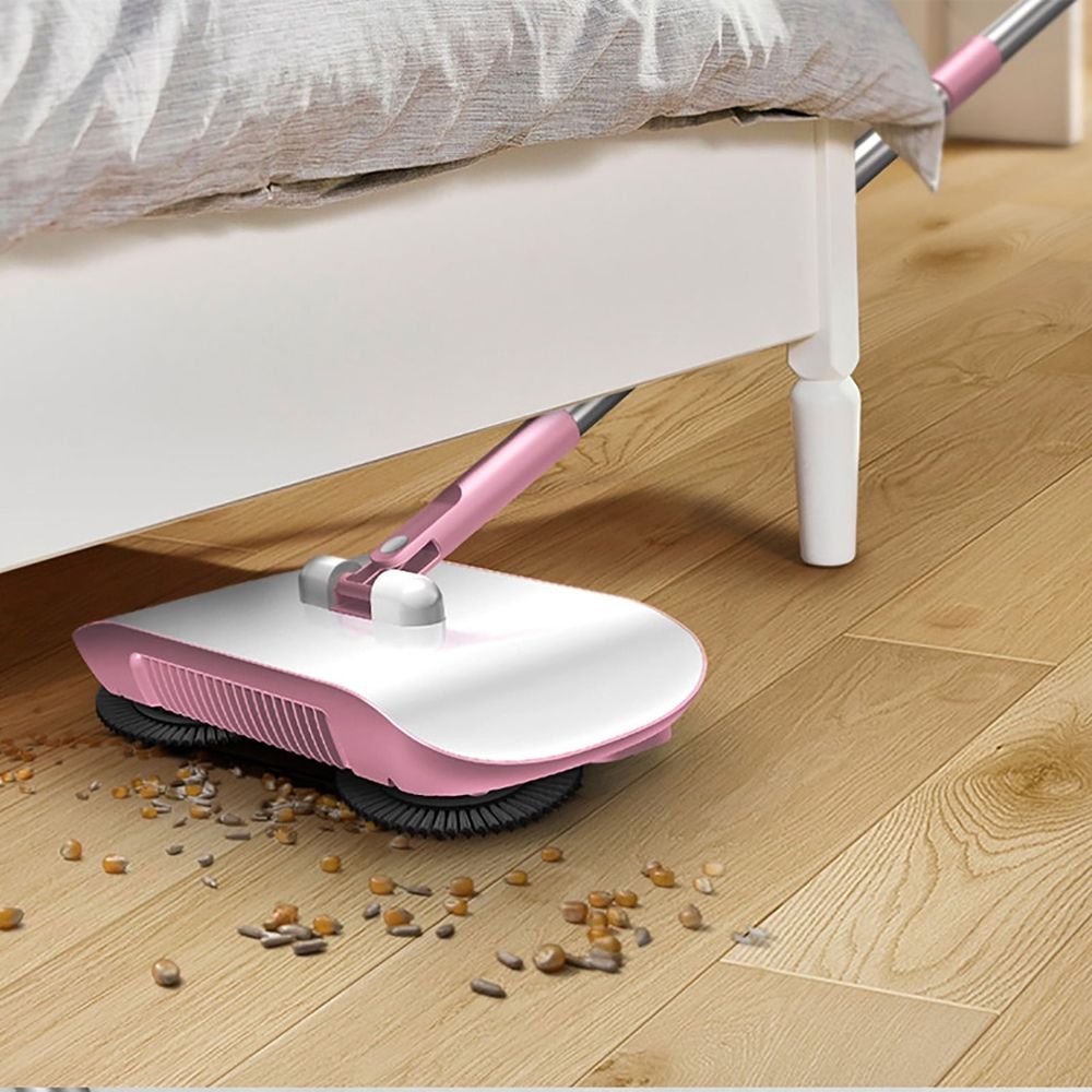 Manual Floor Sweeper | 3-in-1 Dry Sweep & Wet Mop | 12.99x6.41 Inch | Stainless Steel Handle | Includes 3 Microfiber Cloths | For Hard Floors - Wood, Tile, Vinyl (Not for Carpets)