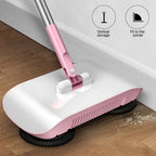 Manual Floor Sweeper | 3-in-1 Dry Sweep & Wet Mop | 12.99x6.41 Inch | Stainless Steel Handle | Includes 3 Microfiber Cloths | For Hard Floors - Wood, Tile, Vinyl (Not for Carpets)
