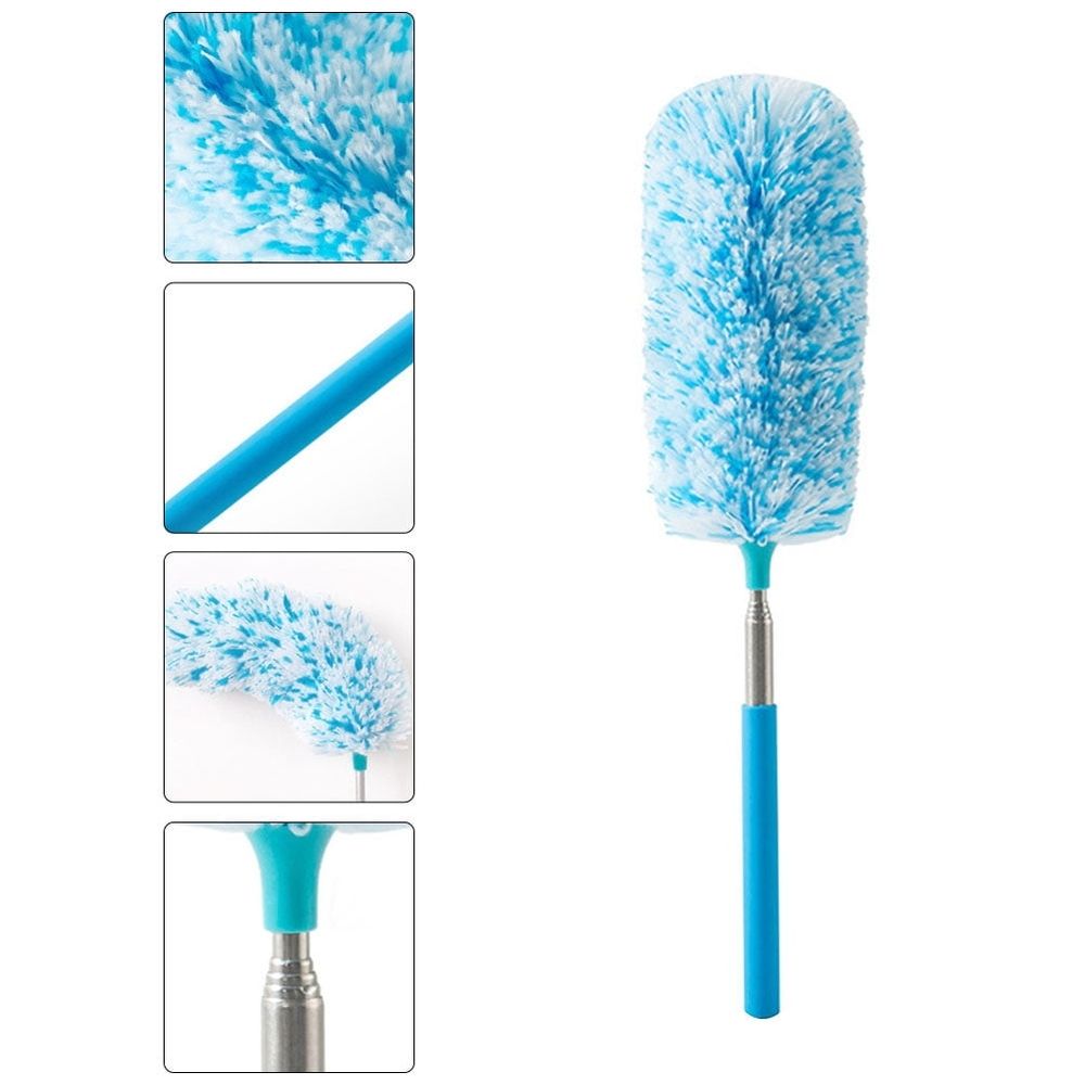 Extendable Microfiber Hand Duster Blue Washable Dust Sweeper