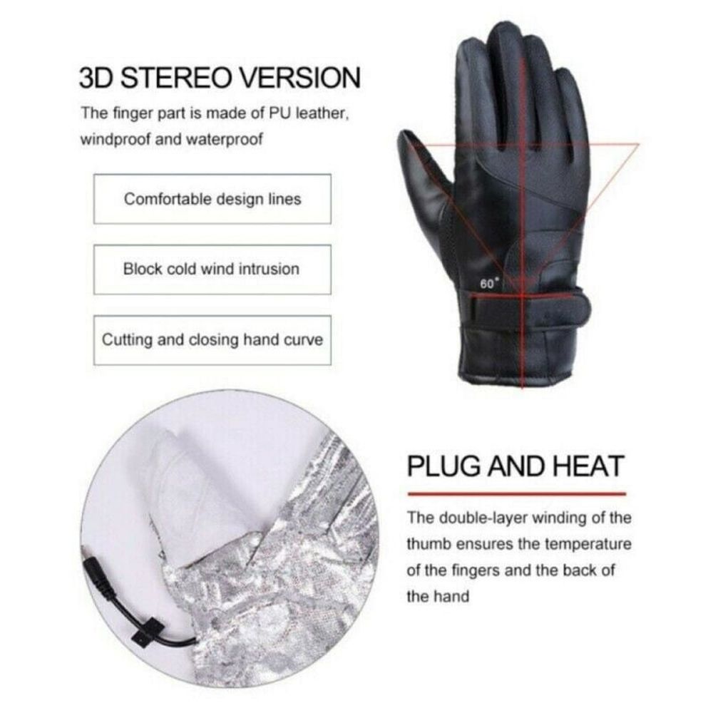 Rechargeable Heated Gloves, Battery Heated Gloves, Waterproof Electric Heating Gloves, Heated Gloves for Men with Touchscreen for Cycling Skiing Skating Hiking Hunting