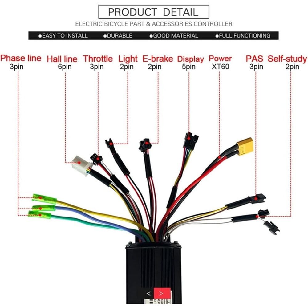 E-Bike Controller Sine Wave Brushless Motor Controller 24V/36V/48V 30A 750W/1000W for Electric Bike or Scooter