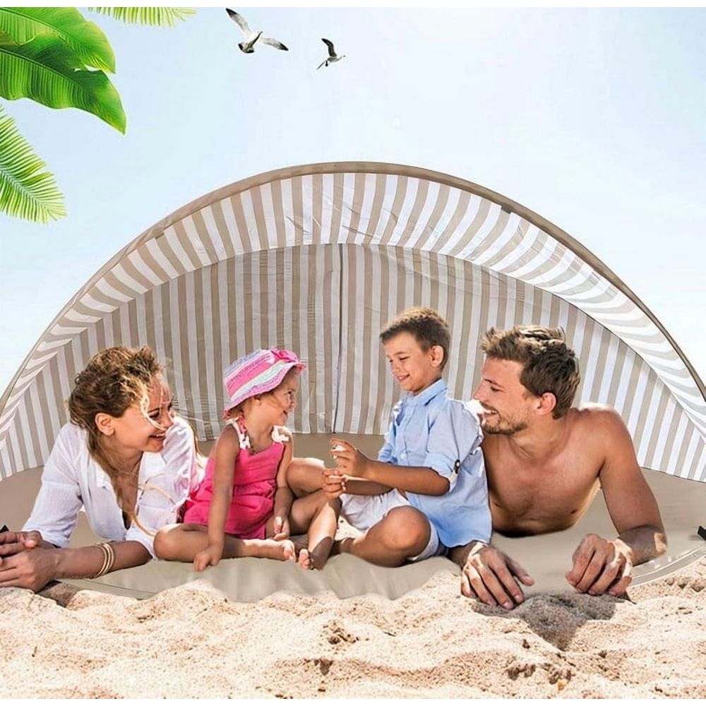 Beach Tent Sun Shelter, Beach Shade Tent with UPF 50+ UV Protection for 2-3 Person, Portable & Easy Setup Cabana, Carry Bag Included