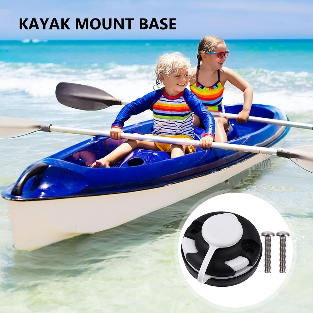 Round Kayak Mount Base Set in Black, and Sturdy Fishing Rod Holder for Boats and Kayaks