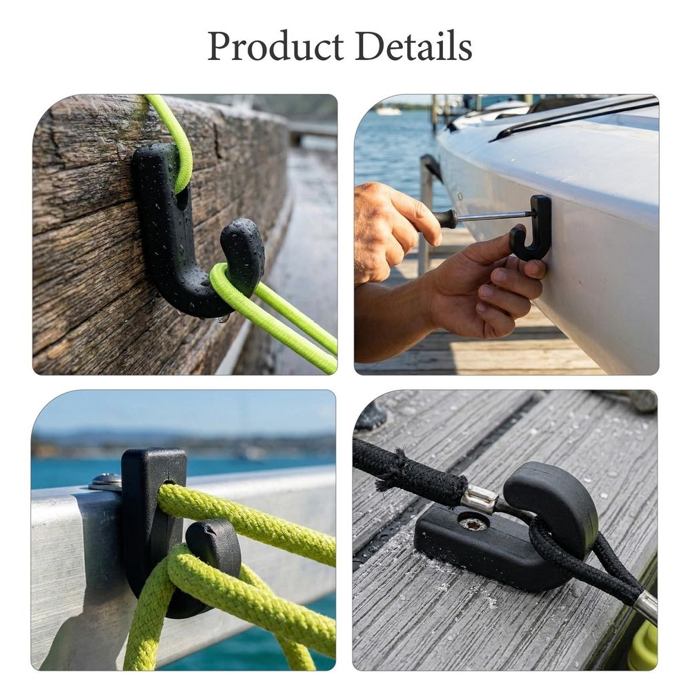 20-Piece Kayak Hardware Kit with Black Nylon J-Hooks for Secure and Fastening Accessories
