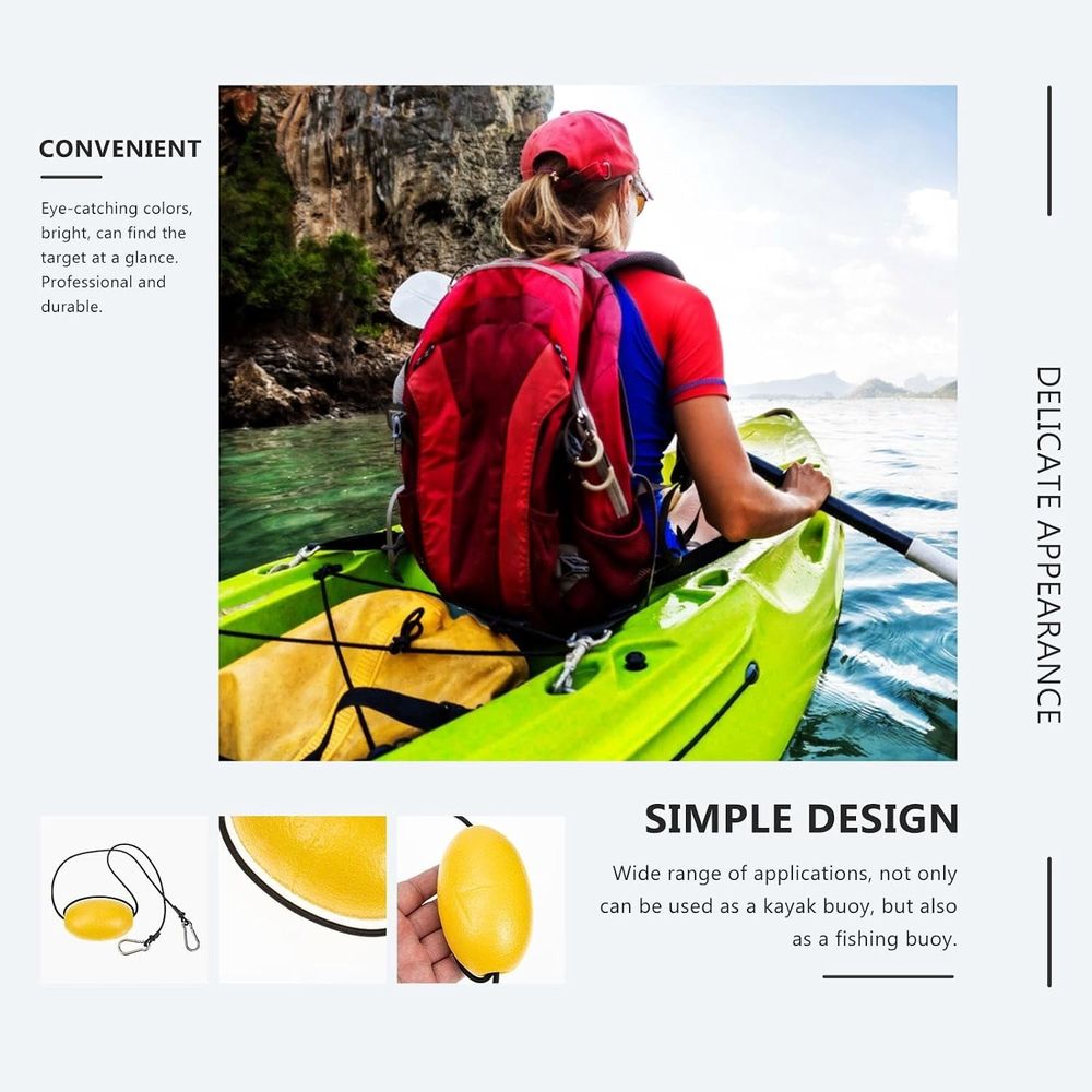 Kayak Buoy Ball Replacement Elastic Rope and Alloy Clip, Eva Float Design Portable Fishing Use for Kayak and Motor Boat Accessories Lightweight Handy Set
