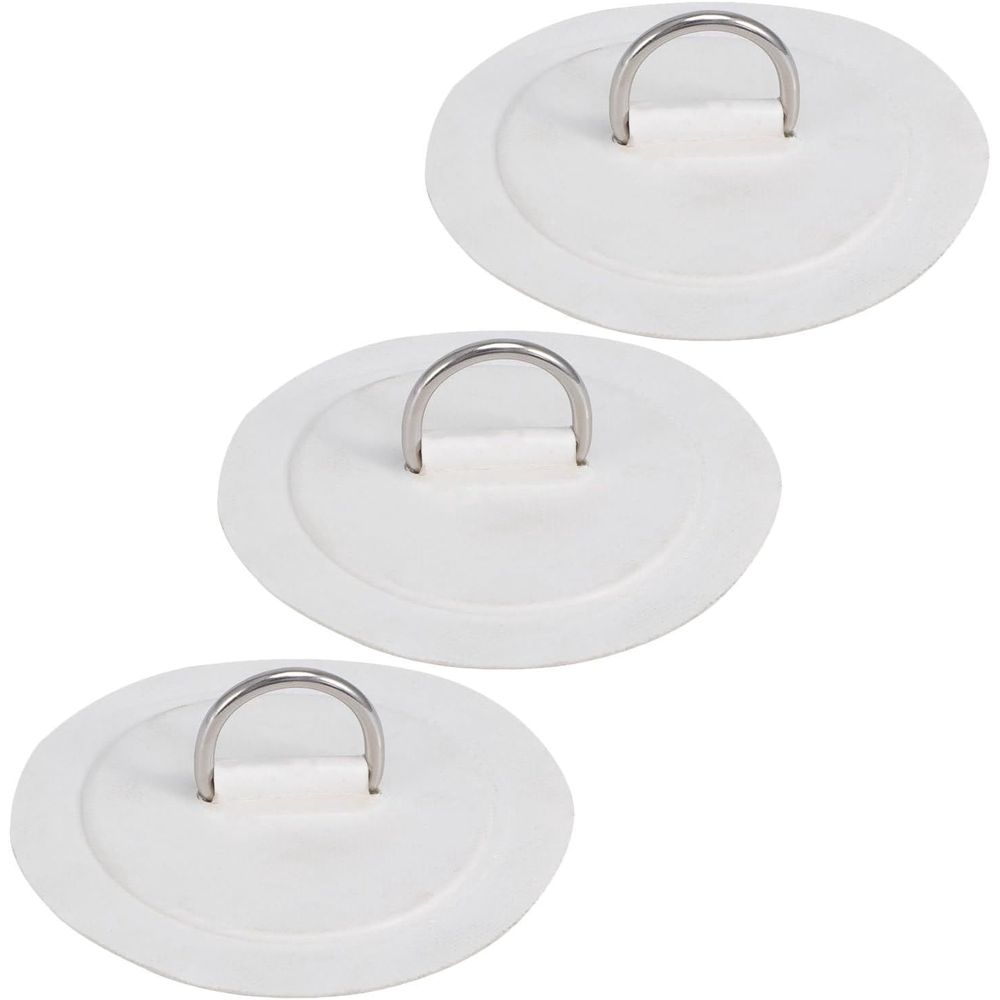 3pcs Stainless Steel D Ring Patch for Inflatable Boats, No Drill PVC Base Rounded Edges for Kayaks