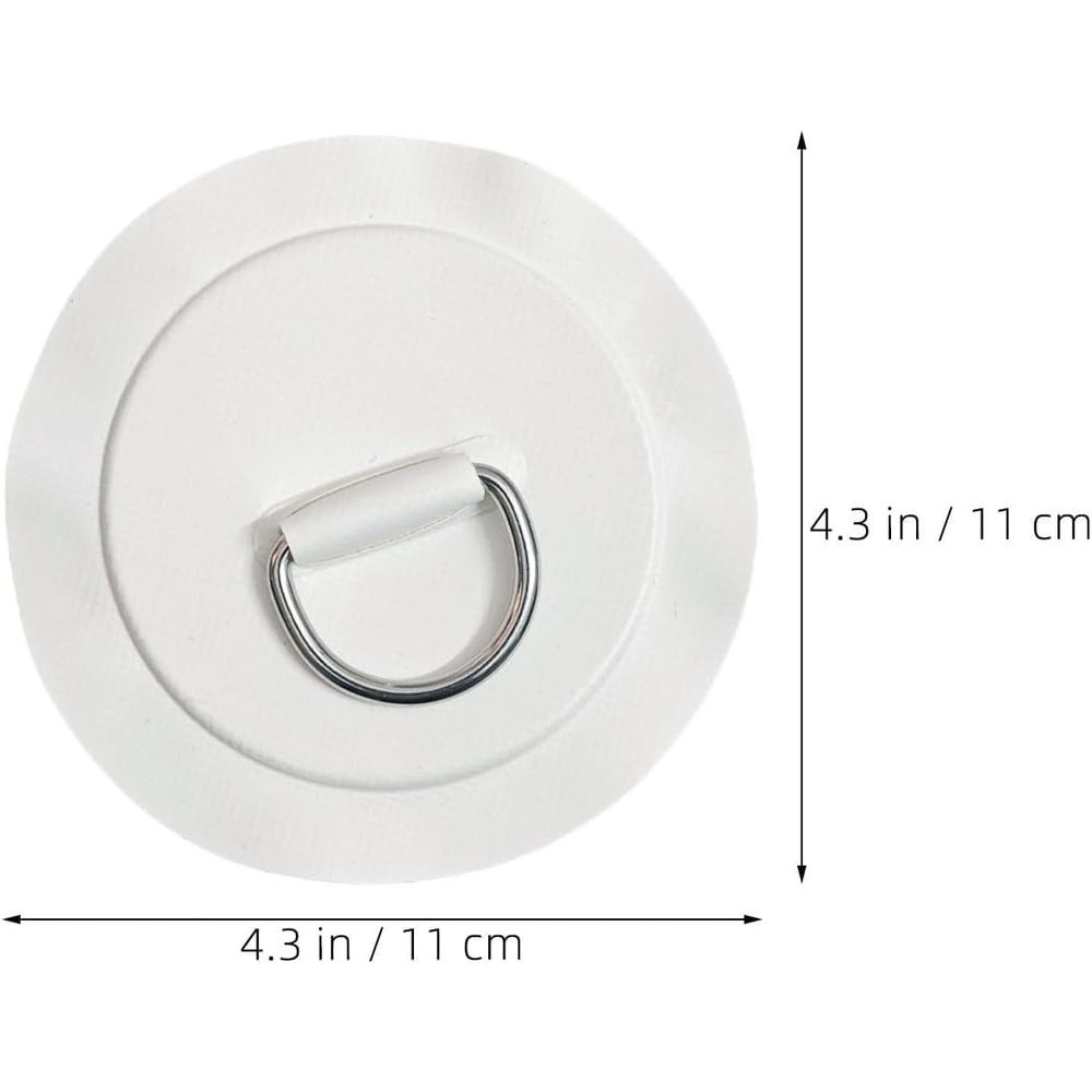 3pcs Stainless Steel D Ring Patch for Inflatable Boats, No Drill PVC Base Rounded Edges for Kayaks