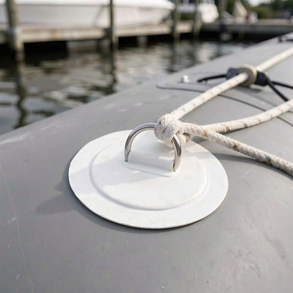 3pcs Stainless Steel D Ring Patch for Inflatable Boats, No Drill PVC Base Rounded Edges for Kayaks
