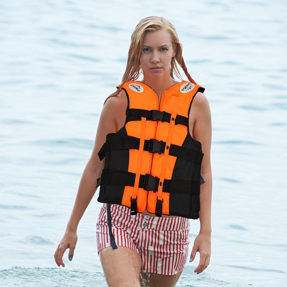 Adult Classic Series Life Vest, Life Jacket with Standard & Oversized Fits, General All Purpose Life Jacket with Safety Whistle, Great for Boating Swimming Watersports & More, Bright Orange