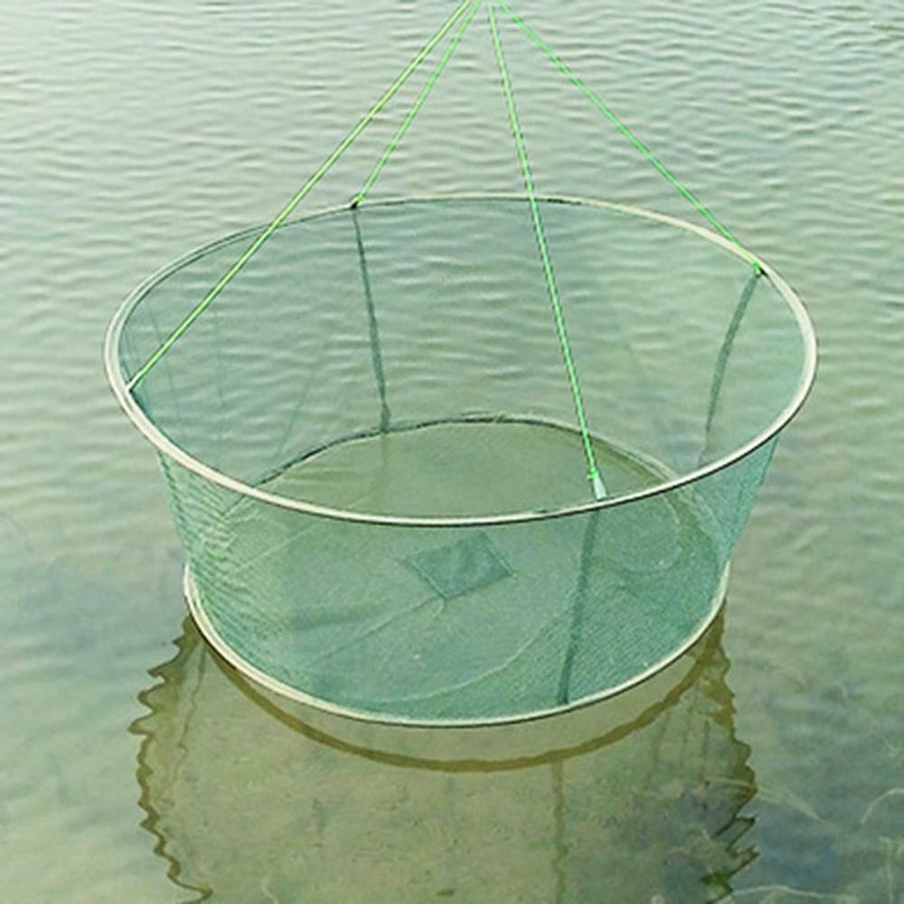 Foldable Fishing Net, Landing Fishing Pier Nets, Drop Net for Pulling Up Fish with Rope, Portable Bridge Fishing Net for Minnows Crawfish Crab Shrimp and More, Diameter 31.5'