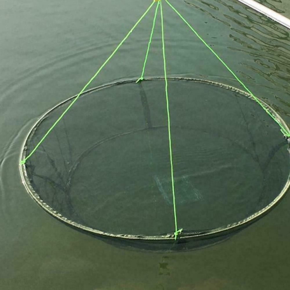 Foldable Fishing Net, Landing Fishing Pier Nets, Drop Net for Pulling Up Fish with Rope, Portable Bridge Fishing Net for Minnows Crawfish Crab Shrimp and More, Diameter 31.5'