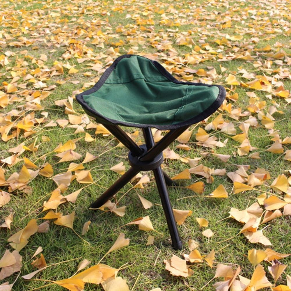 Folding Tripod Stool, Portable Tripod Chair with 3 Legs, Compact & Heavy Duty, Supports 220 lbs, Ideal for Camping Outdoor Hiking Hunting Fishing Picnic Travel Beach BBQ Garden Lawn, Green
