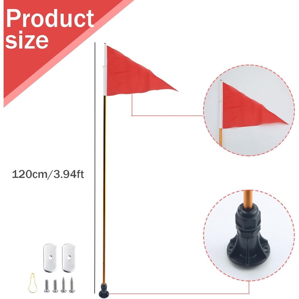 47-Inch High Visibility Kayak Safety Flag with Track Mount, Foldable Stable Base Boat Flag for Dinghy Yacht Canoe(Q)
