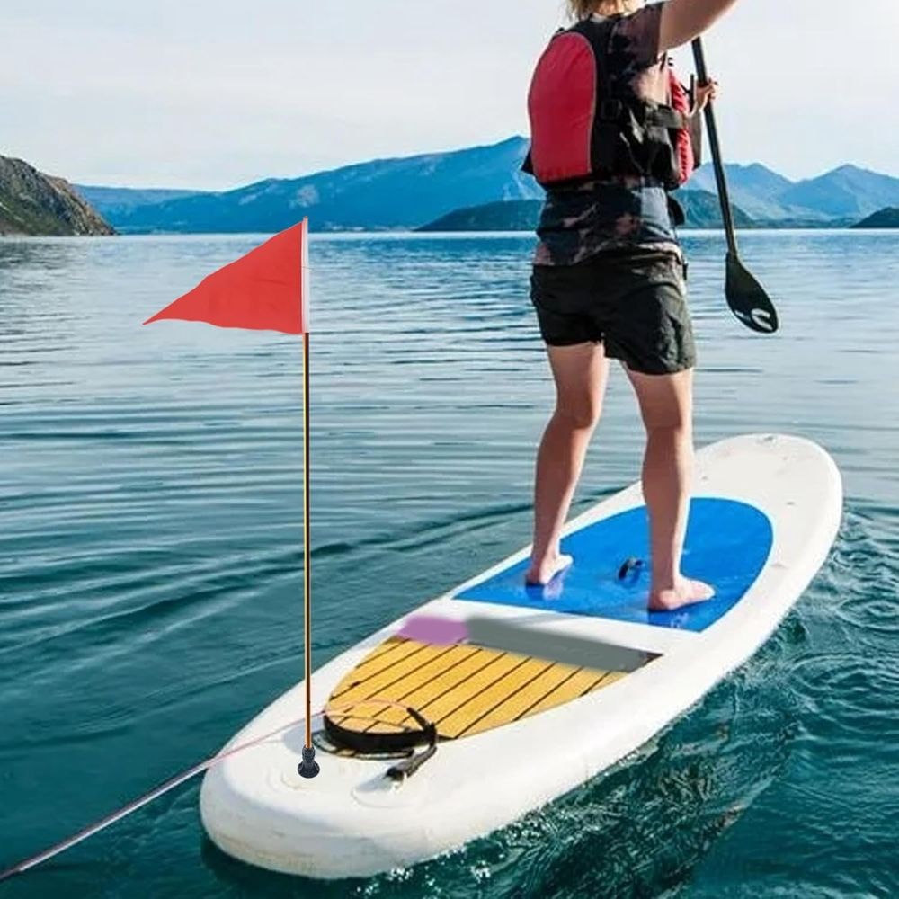 47-Inch High Visibility Kayak Safety Flag with Track Mount, Foldable Stable Base Boat Flag for Dinghy Yacht Canoe(Q)