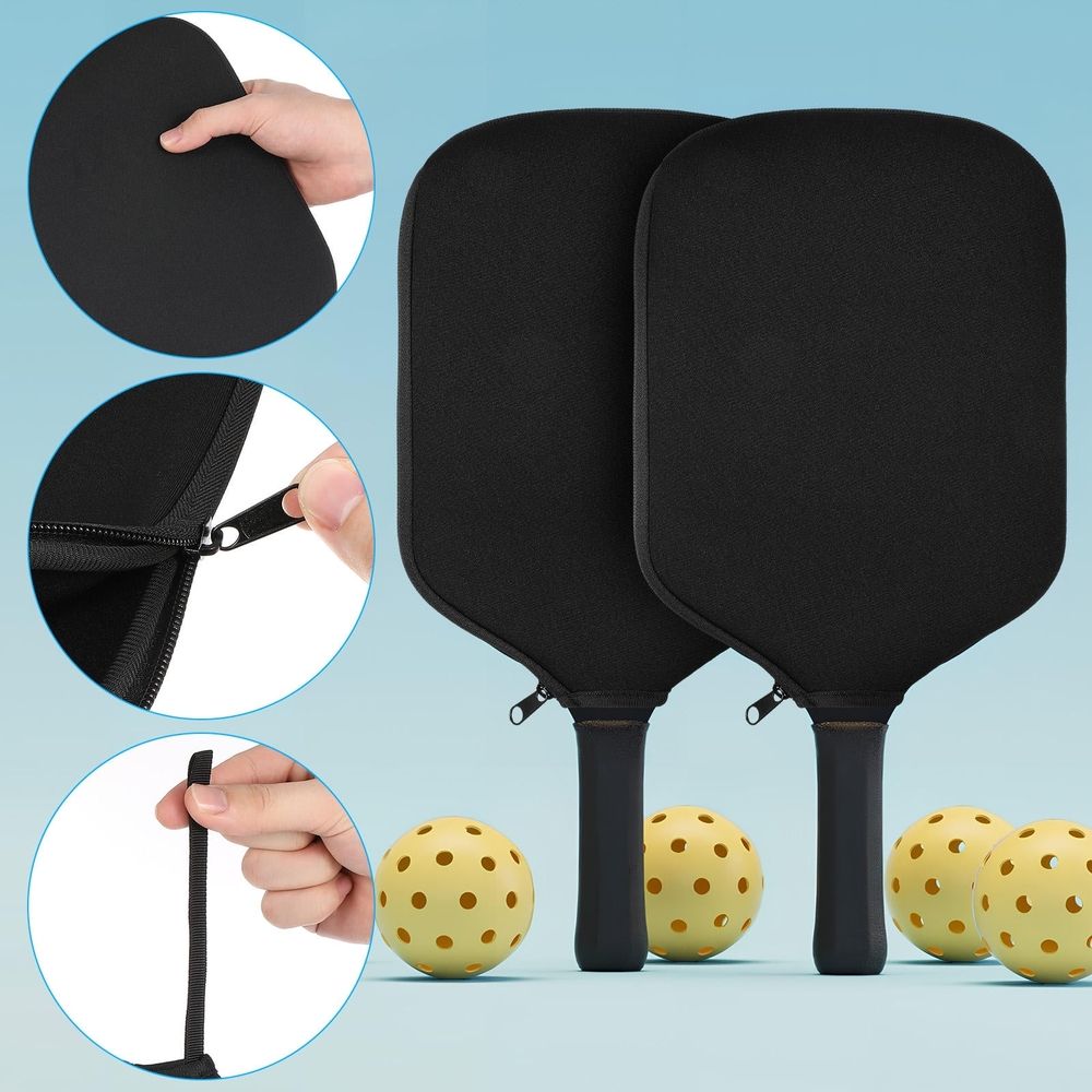 2Pcs Paddle Case Black Durable Rubber Cover Lightweight Holder for Beach and Park