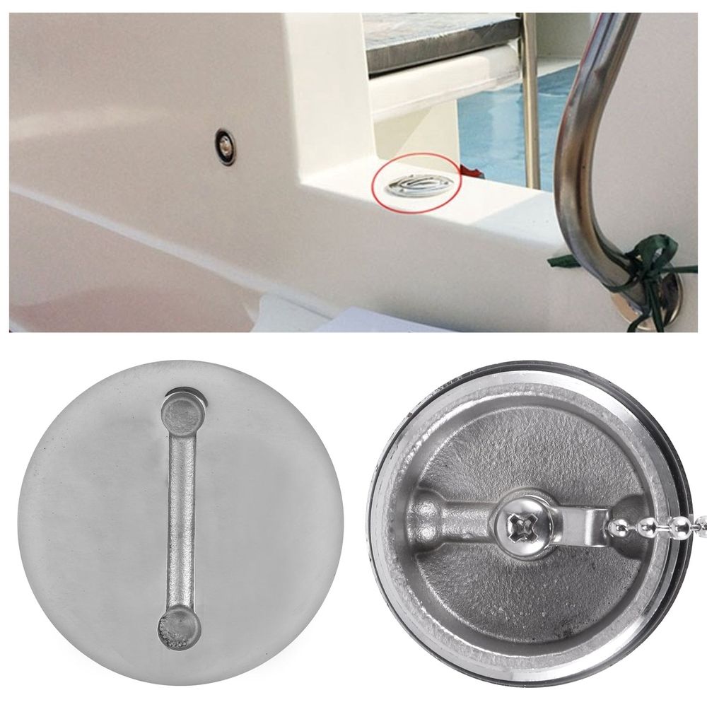 Boat Deck Fill Filler Replacement Cap with Chain Stainless Steel Water Gas