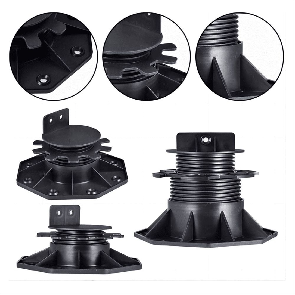 6 Pcs Joist Support Pedestals, Adjustable Decking & Flooring Pedestal for Deck, Timber Base