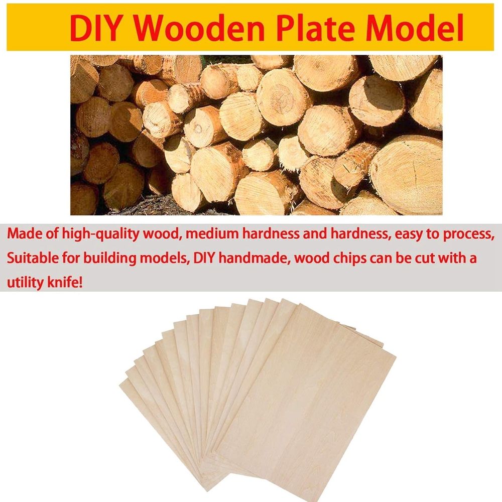 15 Pack Unfinished Wood Sheets,Wood Thin Board for House Aircraft Ship Boat Arts and Crafts,DIY Ornaments