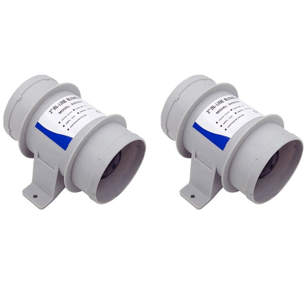 2pcs 3 Inch in-Line Blowers Boat Bilge Blower Cool Fan Marine Cabin Ventilation 12V,RV and Marine Accessories