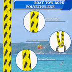 Boat Tow Rope , 60FT 3K 1-3 Riders Tube Boating Ropes Heavy Duty Ski Rope for Ski Float Water Skiing