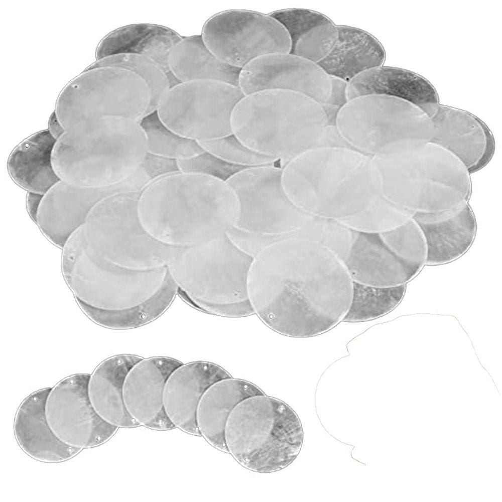 120 Pcs Round Shells Capiz for Crafting with 2 Holes Sea Shell Discs
