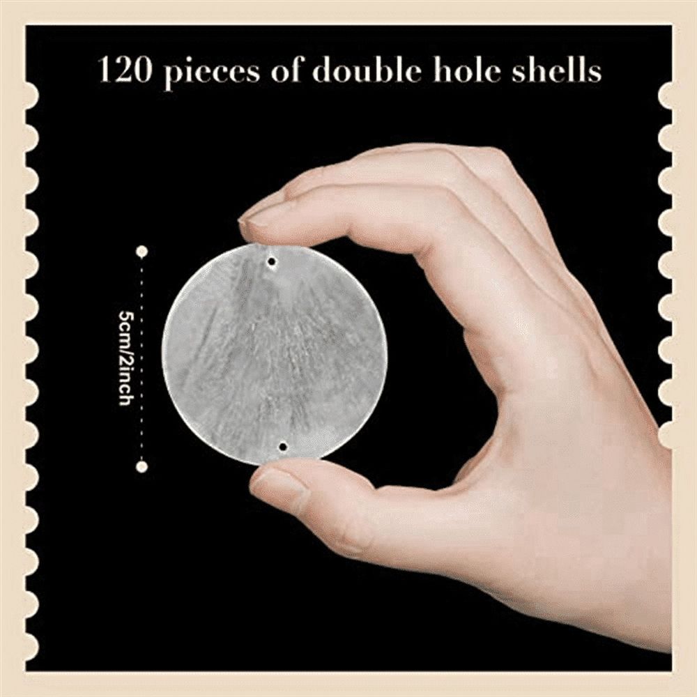 120 Pcs Round Shells Capiz for Crafting with 2 Holes Sea Shell Discs