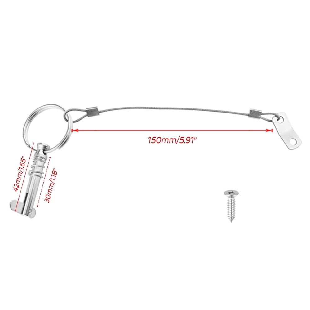 Quick Release Pin with Lanyard Drop Cam & Spring 6.3mm 316 Stainless Pin for Boat Top Deck Hinge Marine Hardware