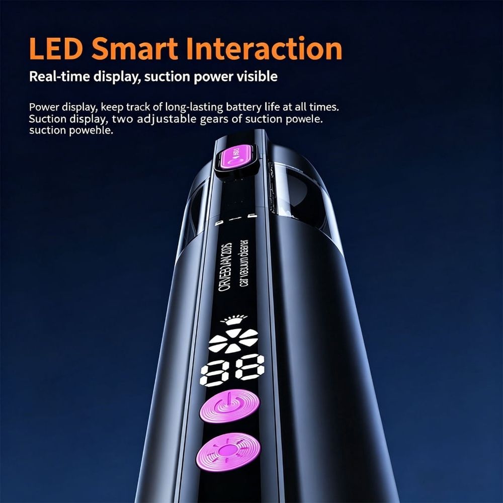 Flexible Car Vacuum Using Brushless Motor And Type C Fast Charging Perfect For Vehicles Furniture