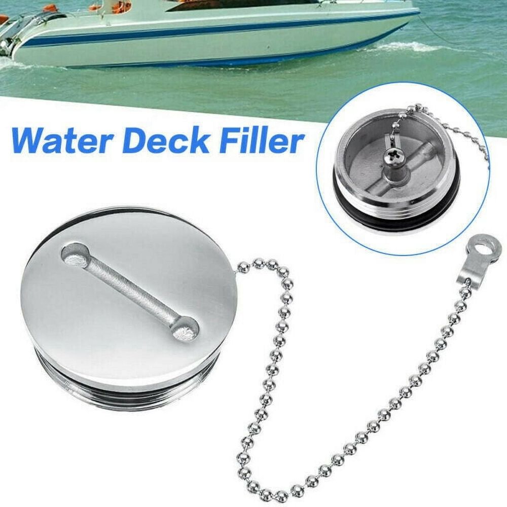 Boat Deck Fill Filler Replacement Cap with Chain Stainless Steel Water Gas