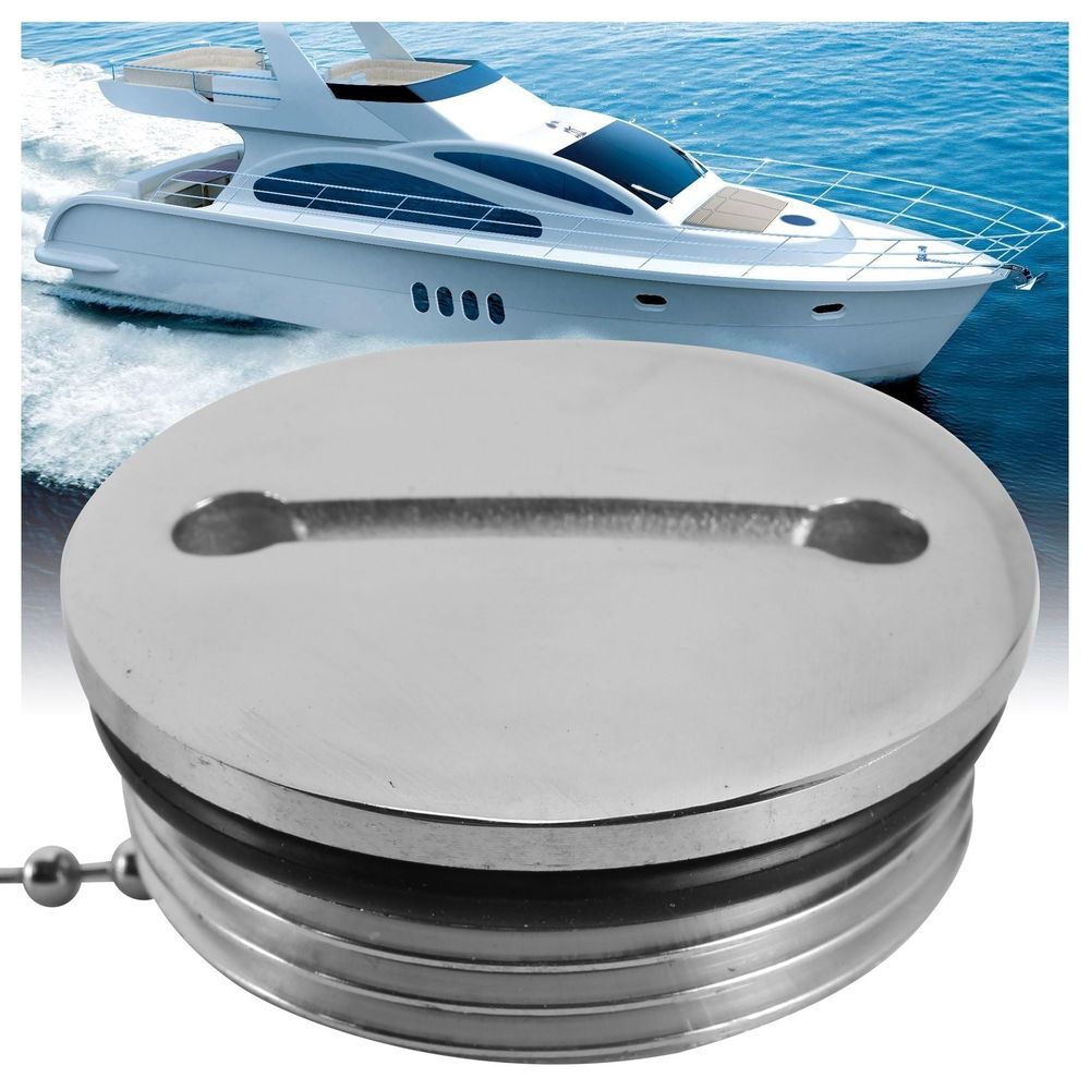 Boat Deck Fill Filler Replacement Cap with Chain Stainless Steel Water Gas