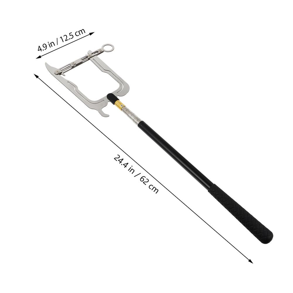 1Set Black Stainless Steel Telescoping Boat Hook Pole Portable Multi Purpose Hook