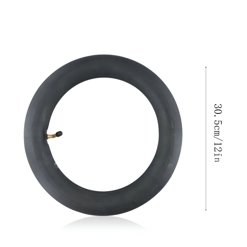 12-Inch Electric Scooter Inner Tube, Rubber Straight-Through Bend Valve for E-Scooter E-Bike, Black Replacement Tire Tube for 12x2.125/12x2.50, High-Strength Butyl Rubber