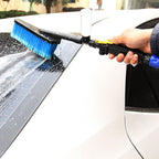 Car Wash Brush with Water Spray Nozzle Hose Adapter Blue Foam Cleaning Tool for Vehicles Trucks SUVs and RVs Through-Water Flow Design for Efficient Exterior Care Wash