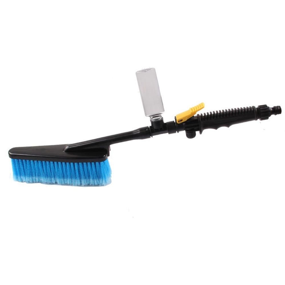 Car Wash Brush with Water Spray Nozzle Hose Adapter Blue Foam Cleaning Tool for Vehicles Trucks SUVs and RVs Through-Water Flow Design for Efficient Exterior Care Wash