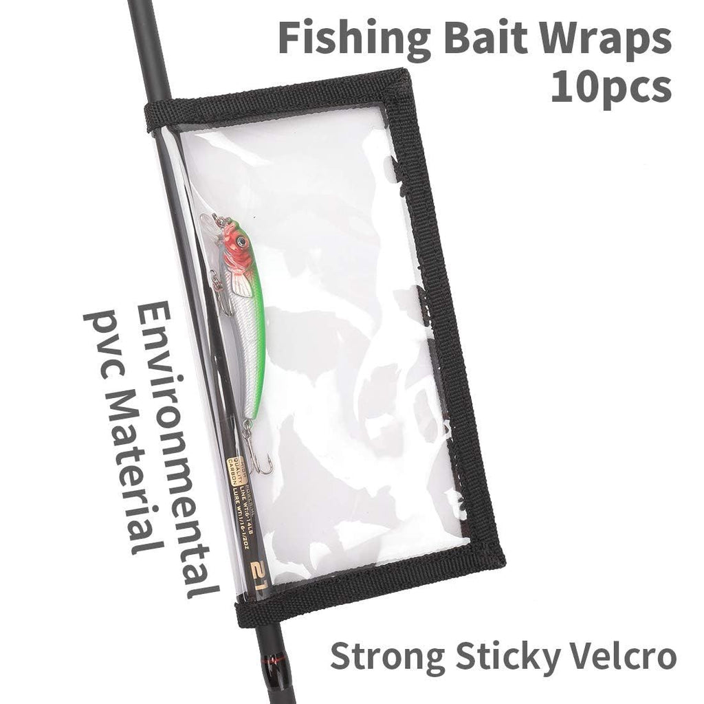 Fishing Lure Wraps 10 Packs Durable Clear PVC Lure Covers Keeps Fishing Safe Easily See Lures Fishing Hook Covers Bait Storage (10pcs 5L+5M)