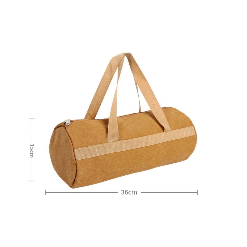 Tent Stakes Bag, Double Layer Tent Pole Pegs Storage Bag, Camping Accessories Large-Capacity Canvas Tool Bag with Zipper for Man Camping, Hiking (36cm Khaki)