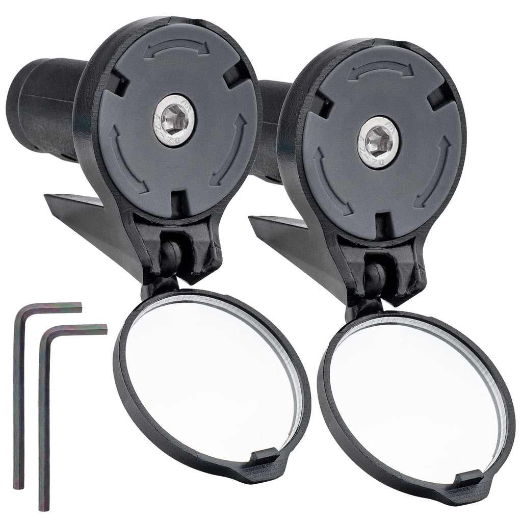 Bike Bar End Rear View Mirror 2 Pack - Adjustable HD Convex Glass Rearview Mirror for Road Bike Drop Bar End or Handlebar End of Mountain Bike, Bicycles, Scooters